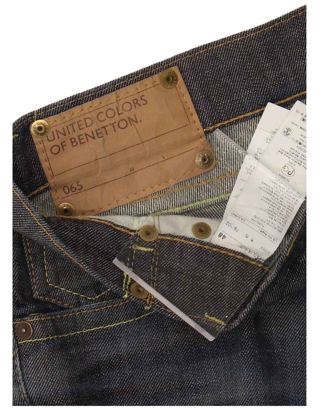 Jeans slim da uomo Benetton IT 48 medio W34 L35 blu cotone