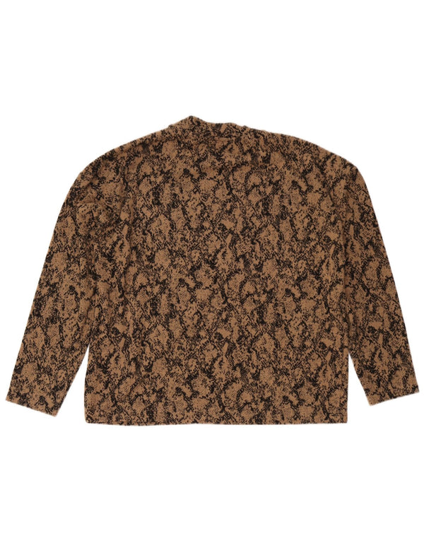 Marks & Spencer Top da donna a maniche lunghe UK 16 grande stampa animalier marrone