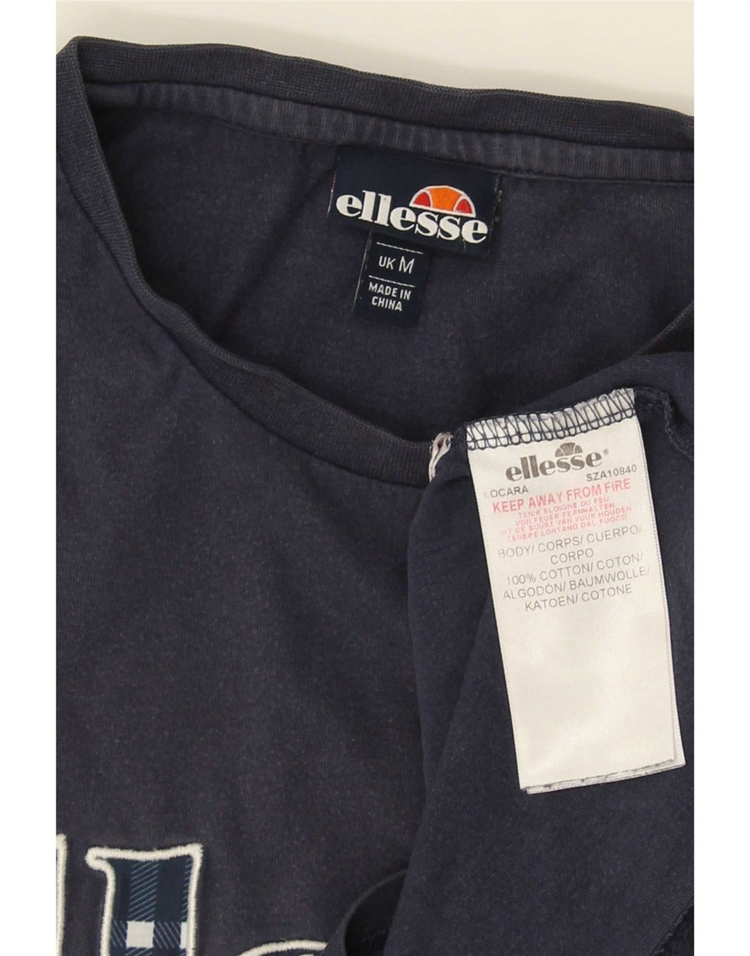 T-shirt grafica da uomo Ellesse Top in cotone blu navy medio