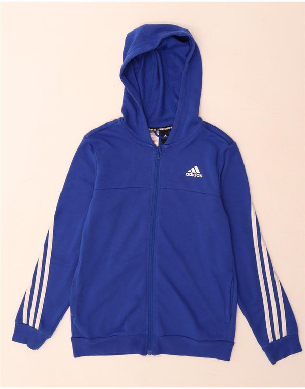 Felpa con cappuccio e zip Adidas da bambino 9-10 anni in cotone blu
