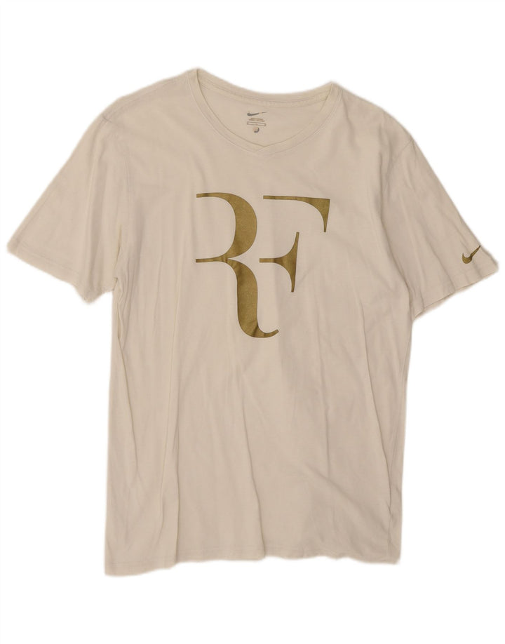 T-shirt grafica Nike Roger Federer da uomo in cotone bianco medio