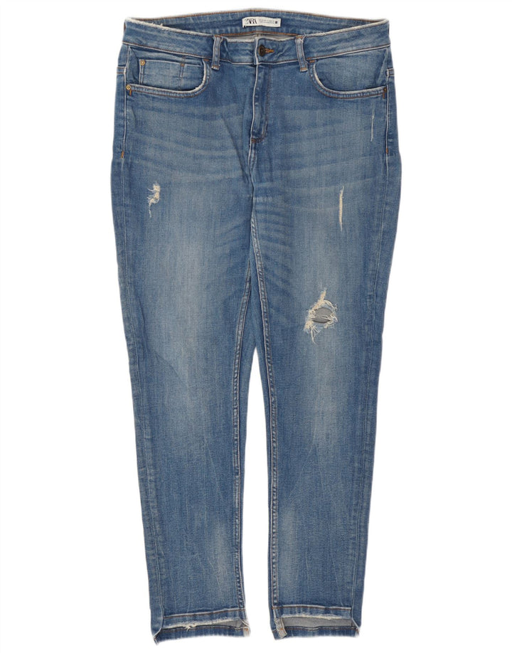 Jeans slim invecchiati Zara da donna EU 44 XL W34 L27 Blu