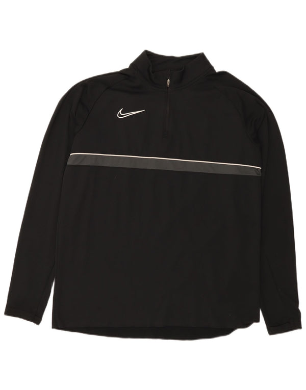 Nike Dri Fit Zip Neck Pullover Tuta da Uomo Top Large Nero Colourblock