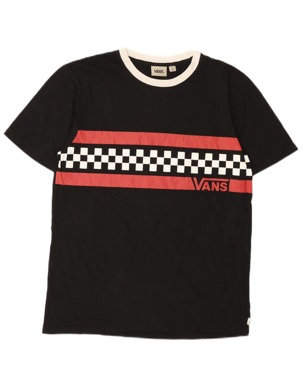 T-shirt grafica da uomo Vans Top grande in cotone geometrico nero