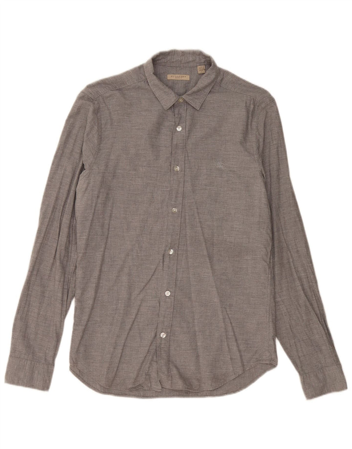 BURBERRY Camicia BRIT da uomo in cotone grigio medio