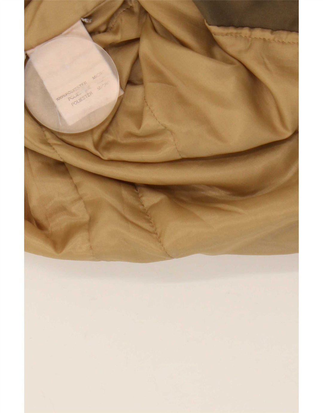 Soprabito con cappuccio da donna vintage UK 14 grande poliestere kaki