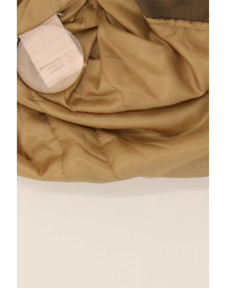 Soprabito con cappuccio da donna vintage UK 14 grande poliestere kaki