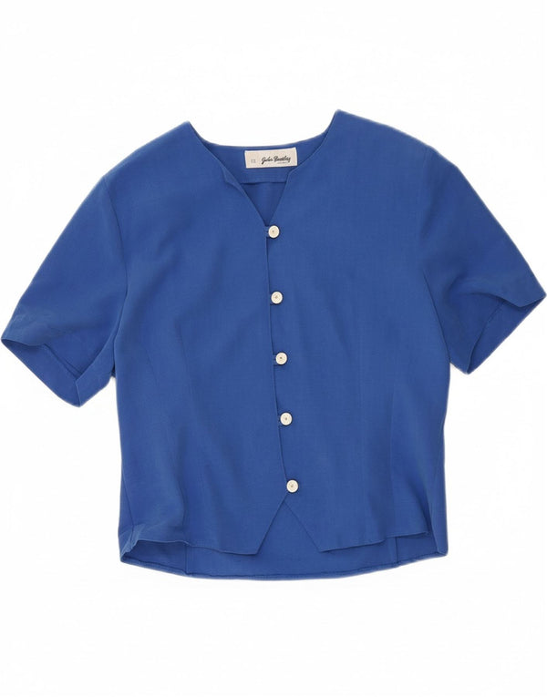 JOHN BENTLEY Womens Short Sleeve Shirt Blouse UK 12 Medium Blue Polyester