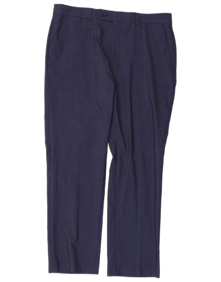RALPH LAUREN Pantaloni da abito dritti da uomo W34 L30 Lana blu navy