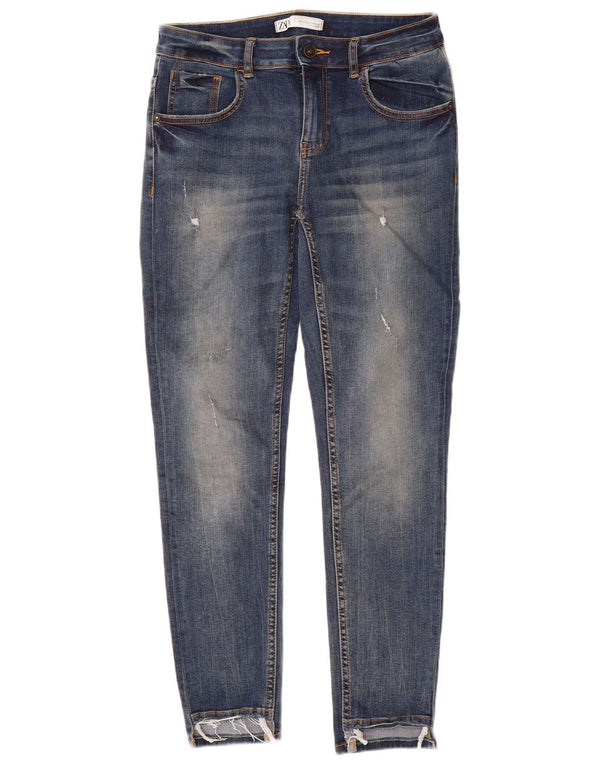 Jeans skinny effetto invecchiato Zara da donna EU 40 medio W30 L28 blu