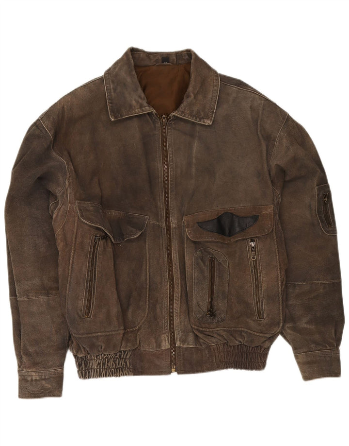 Giacca in pelle da uomo Front Line IT 48 Medium Khaki