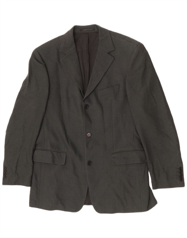 Giacca blazer da uomo a 3 bottoni Hugo Boss EU 50 grande lana grigia