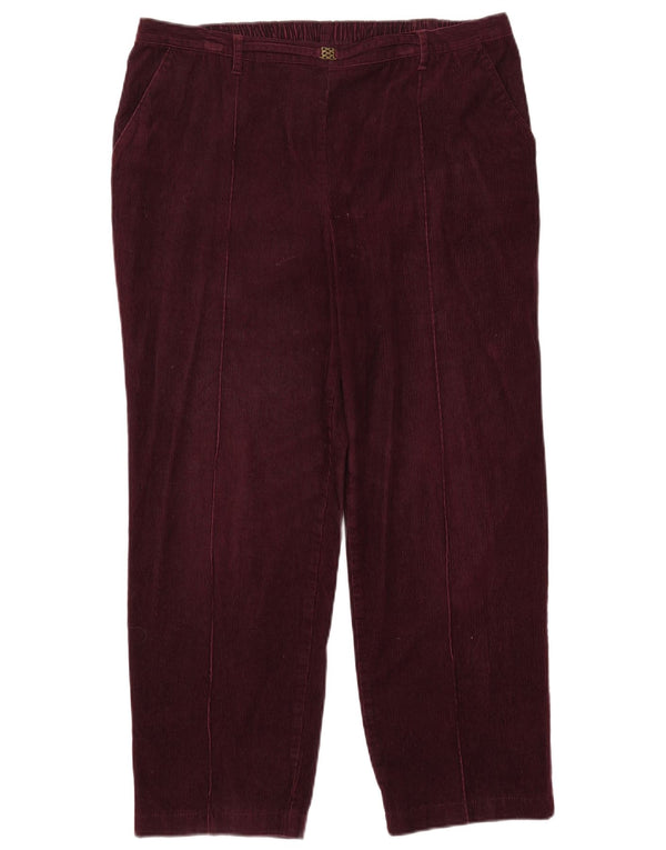Pantaloni di velluto a coste da donna Marks & Spencer UK 14 Large W35 L26 Borgogna