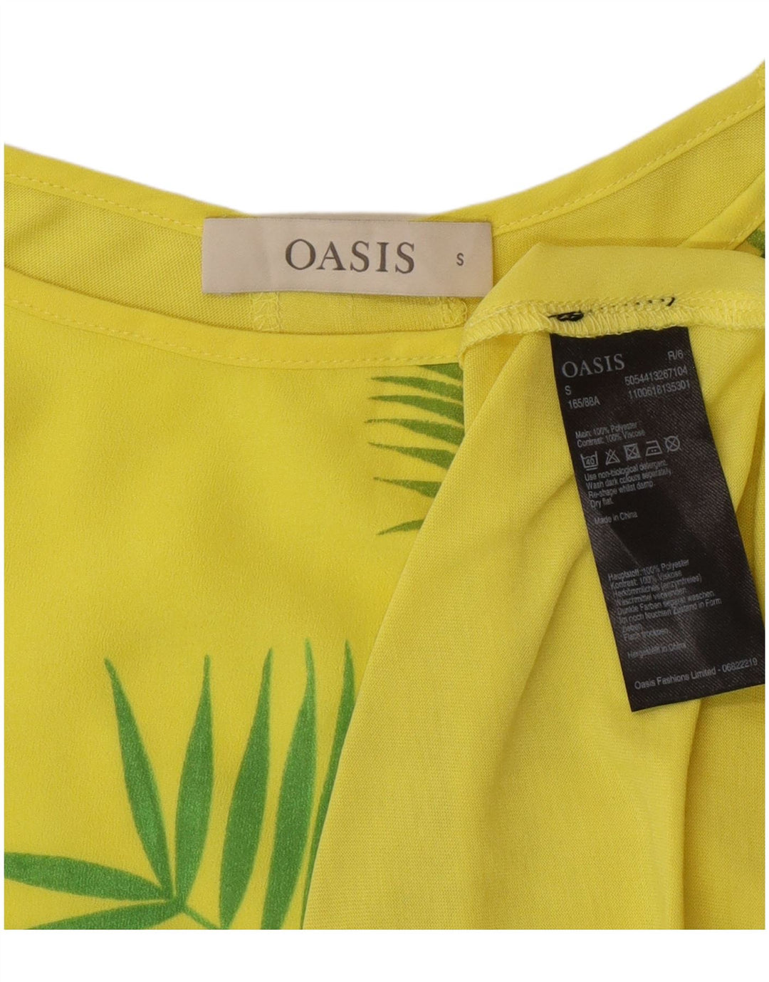 Top tunica da donna Oasis UK 10 piccolo poliestere floreale giallo