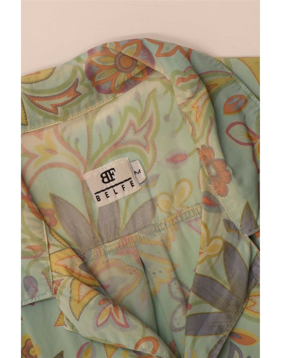 Camicia a maniche corte da uomo Belfe verde medio floreale
