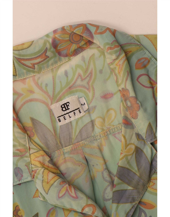 Camicia a maniche corte da uomo Belfe verde medio floreale