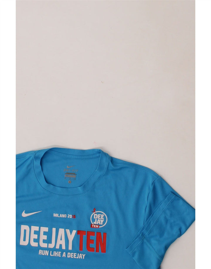 NIKE Mens DeeJay Ten Milano 2016 Graphic T-Shirt Top Medium Blue Polyester Vintage Nike and Second-Hand Nike from Messina Hembry 