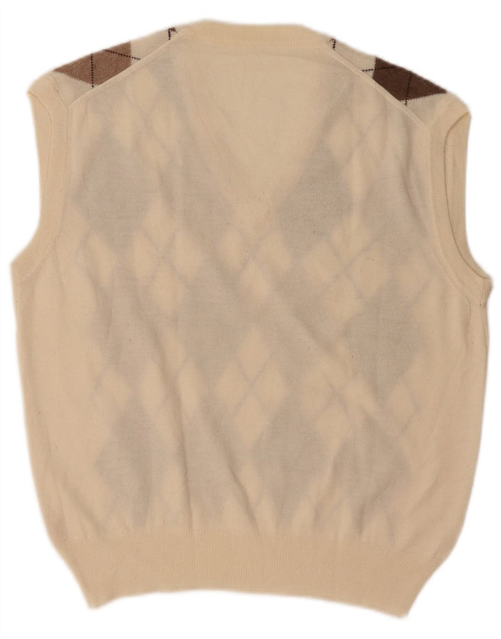 Canotta da uomo VINTAGE canotta media bianca a rombi/lana diamante