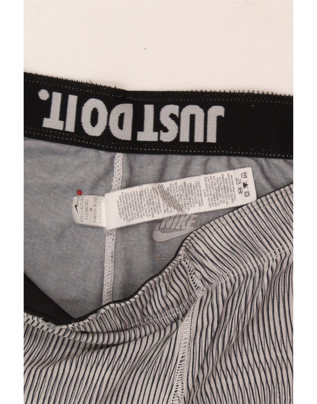 NIKE Womens Leggings UK 12 Medium  Grey Striped Cotton Vintage Nike and Second-Hand Nike from Messina Hembry 