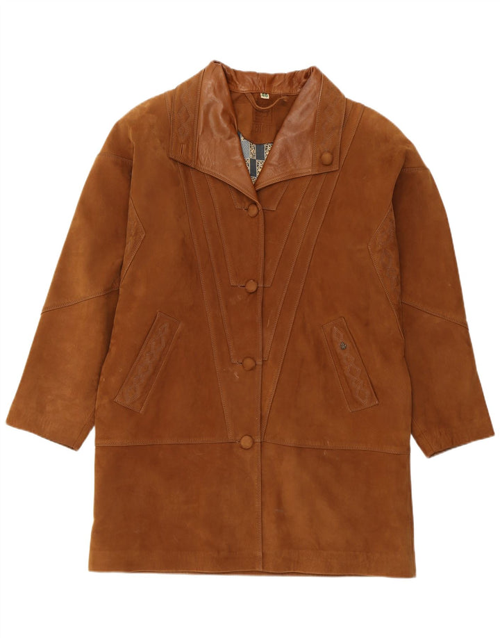 Soprabito da donna in pelle scamosciata HEITORN EU 46 XL in pelle marrone