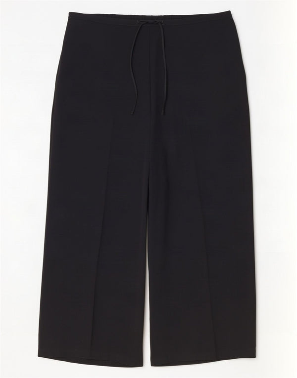 Pantaloni casual a gamba larga da donna Zara UK 18 XL W40 L27 poliestere nero
