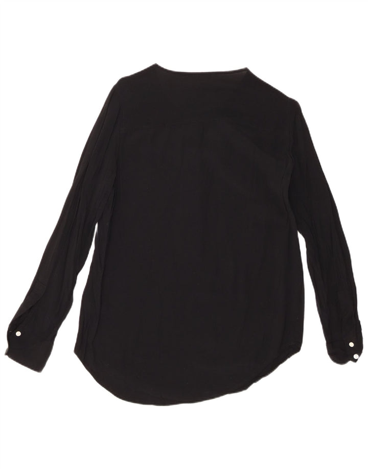 J. CREW Camicetta a maniche lunghe da donna UK 10 piccola viscosa nera