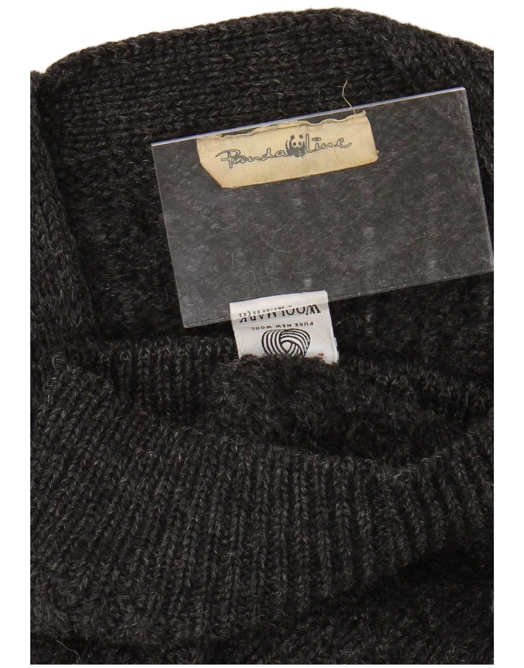 Maglione cardigan da uomo VINTAGE grigio medio in lana vergine