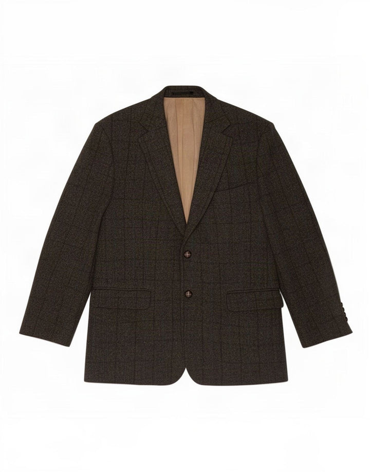 Giacca blazer da uomo in tweed Harris Marks & Spencer UK 42 grande motivo kaki