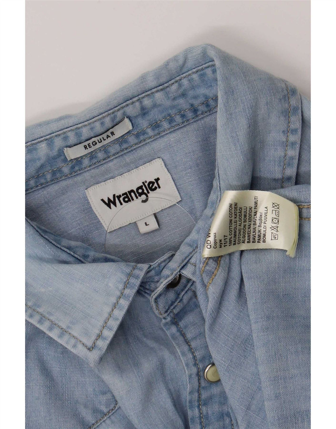 Camicia di jeans vestibilità regolare da uomo Wrangler grande cotone blu
