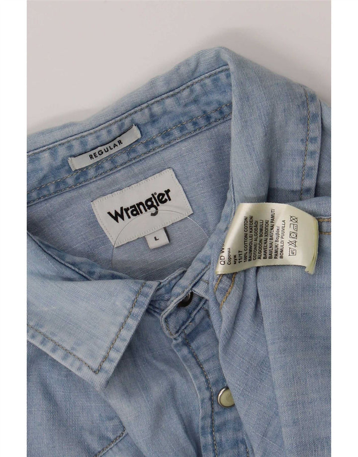Camicia di jeans vestibilità regolare da uomo Wrangler grande cotone blu