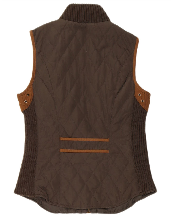 Gilet trapuntato da donna Zara UK 12 medio poliestere color kaki