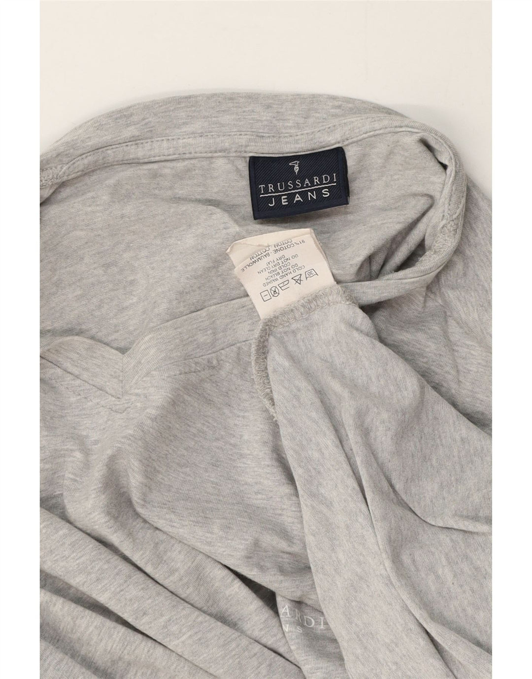 Top Trussardi Jeans Uomo Manica Lunga Cotone Puntinato Grigio Medio