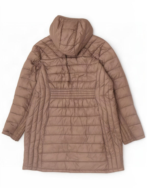 Cappotto imbottito con cappuccio da donna Michael Kors UK 18 XL nylon marrone