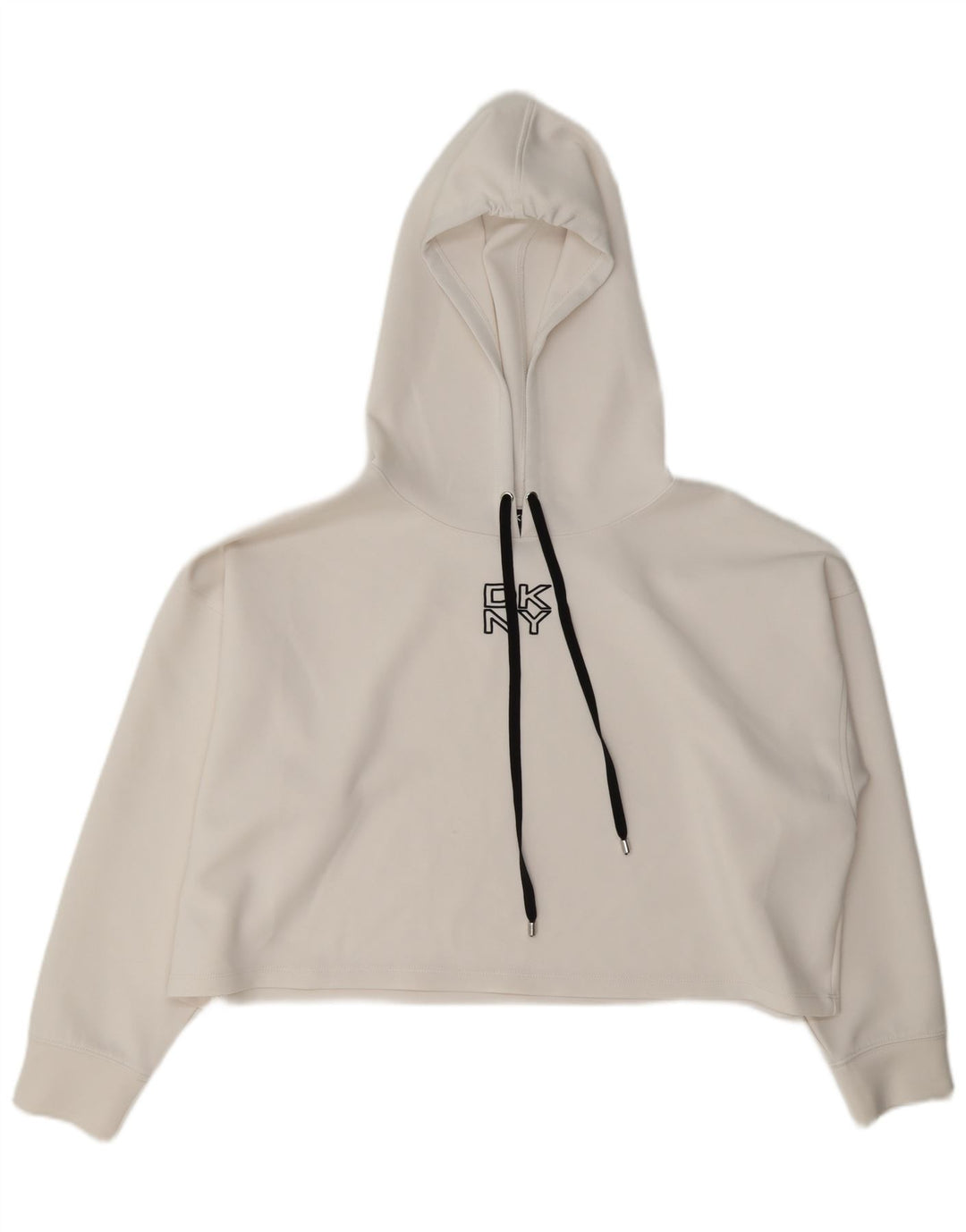 Maglione con cappuccio oversize corto da donna Dkny UK 16 grande poliestere bianco