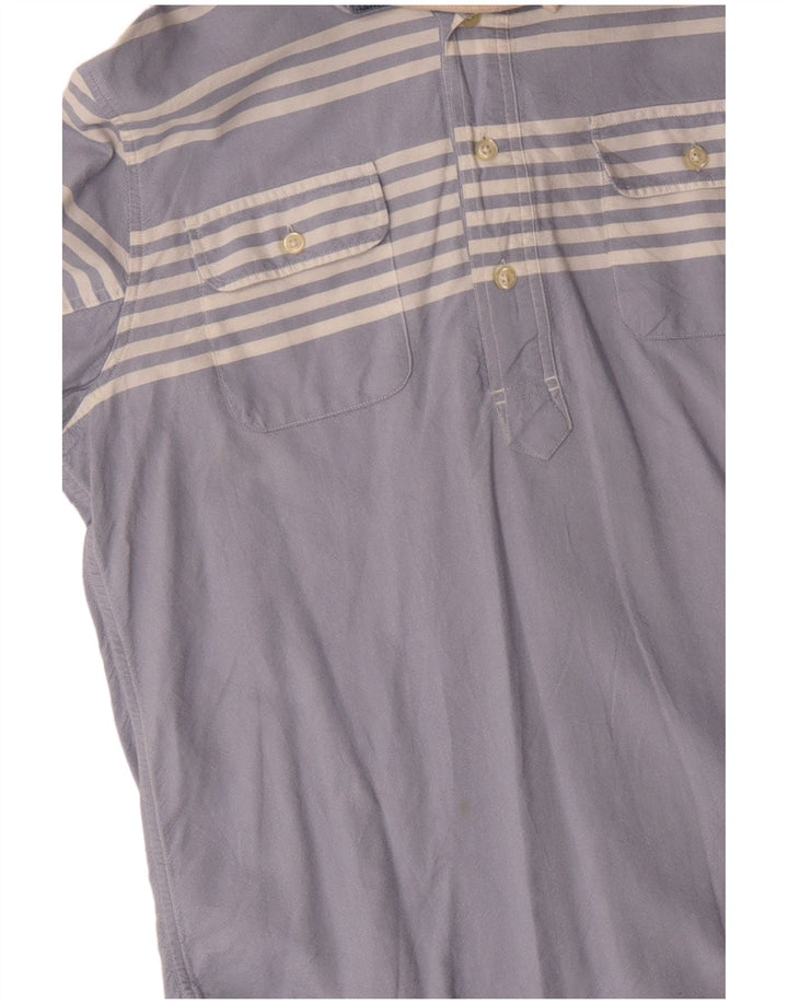 Camicia pullover con cappuccio da uomo CHAPS in cotone a righe blu medio