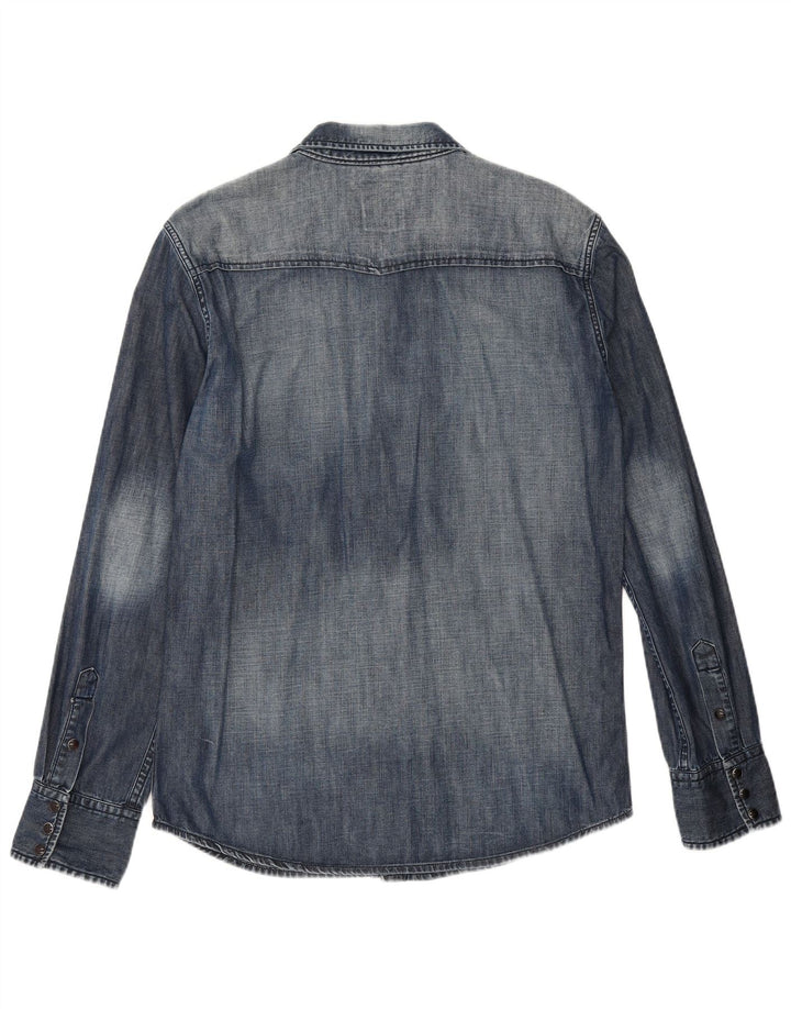 Camicia di jeans da uomo Rifle Large in cotone blu navy