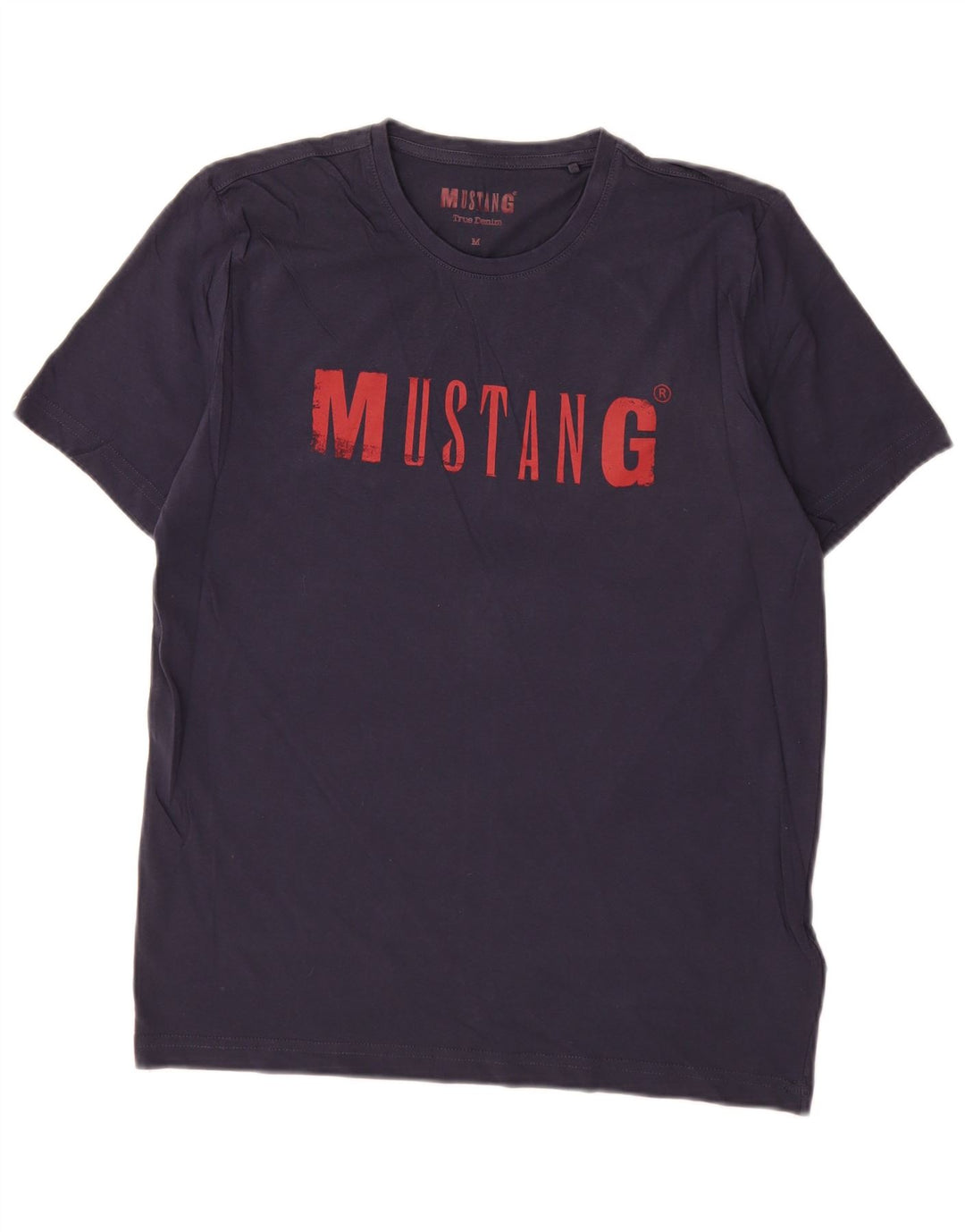 T-shirt grafica da uomo Mustang Top in cotone blu navy medio