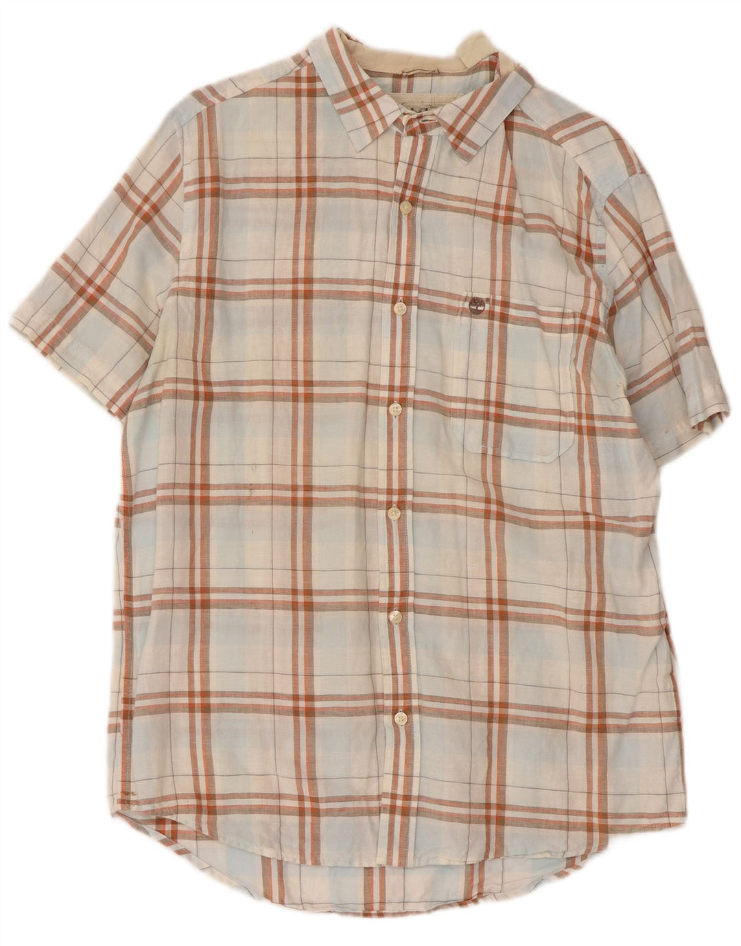 Camicia a maniche corte vestibilità regolare da uomo Timberland a quadri bianchi medi
