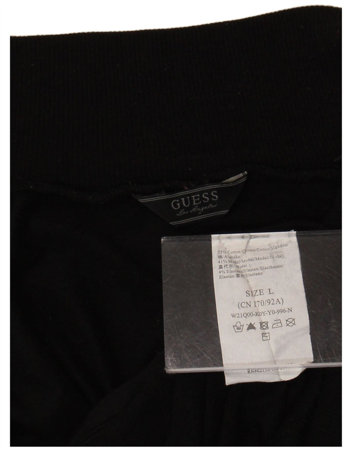 Guess Giacca da tuta grafica da donna UK 14 Large in cotone nero