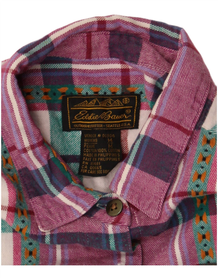 Camicia di flanella oversize da donna Eddie Bauer UK 14 Cotone a quadri viola medio