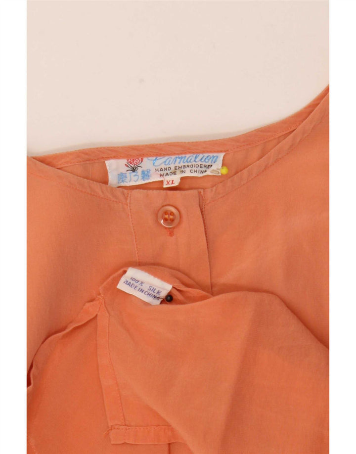 Camicetta vintage da donna Top UK 18 XL Seta arancione