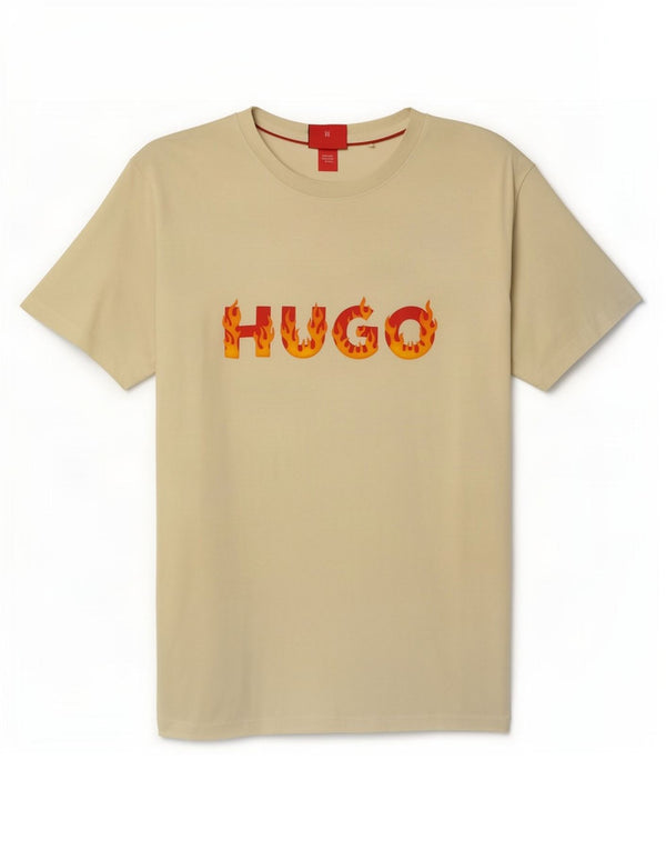 T-shirt grafica da uomo Hugo Boss Top grande in cotone giallo