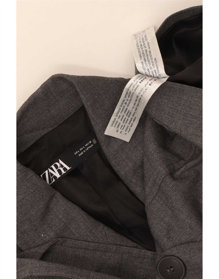 Giacca blazer doppiopetto da donna Zara UK 14 grande poliestere grigio