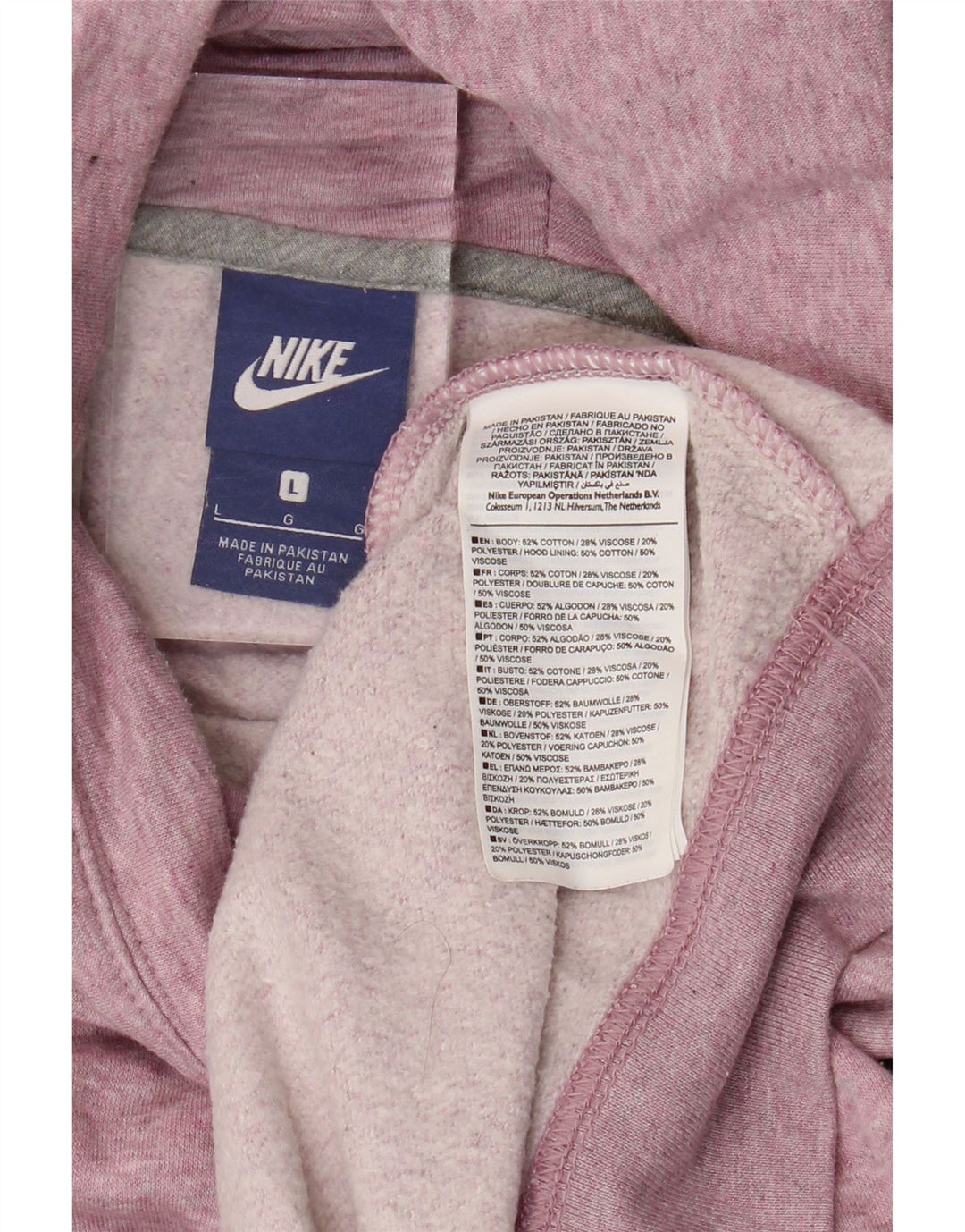 Felpa con cappuccio oversize da donna NIKE UK 16 Large in cotone rosa