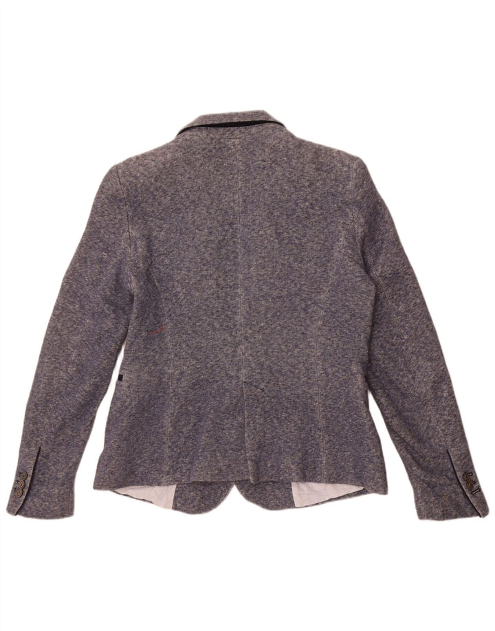 Giacca blazer da donna a 1 bottone Zara UK 18 XL cotone screziato blu