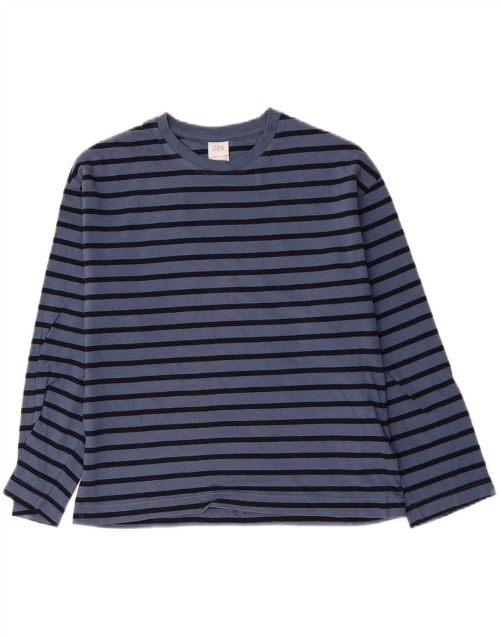 Maglia Zara Bambino Manica Lunga 13-14 Anni Cotone Rigato Blu