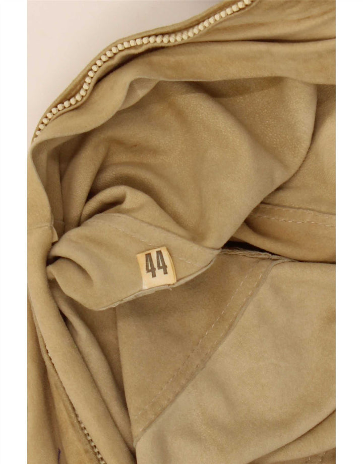 Giacca vintage da donna in pelle scamosciata IT 44 Beige medio
