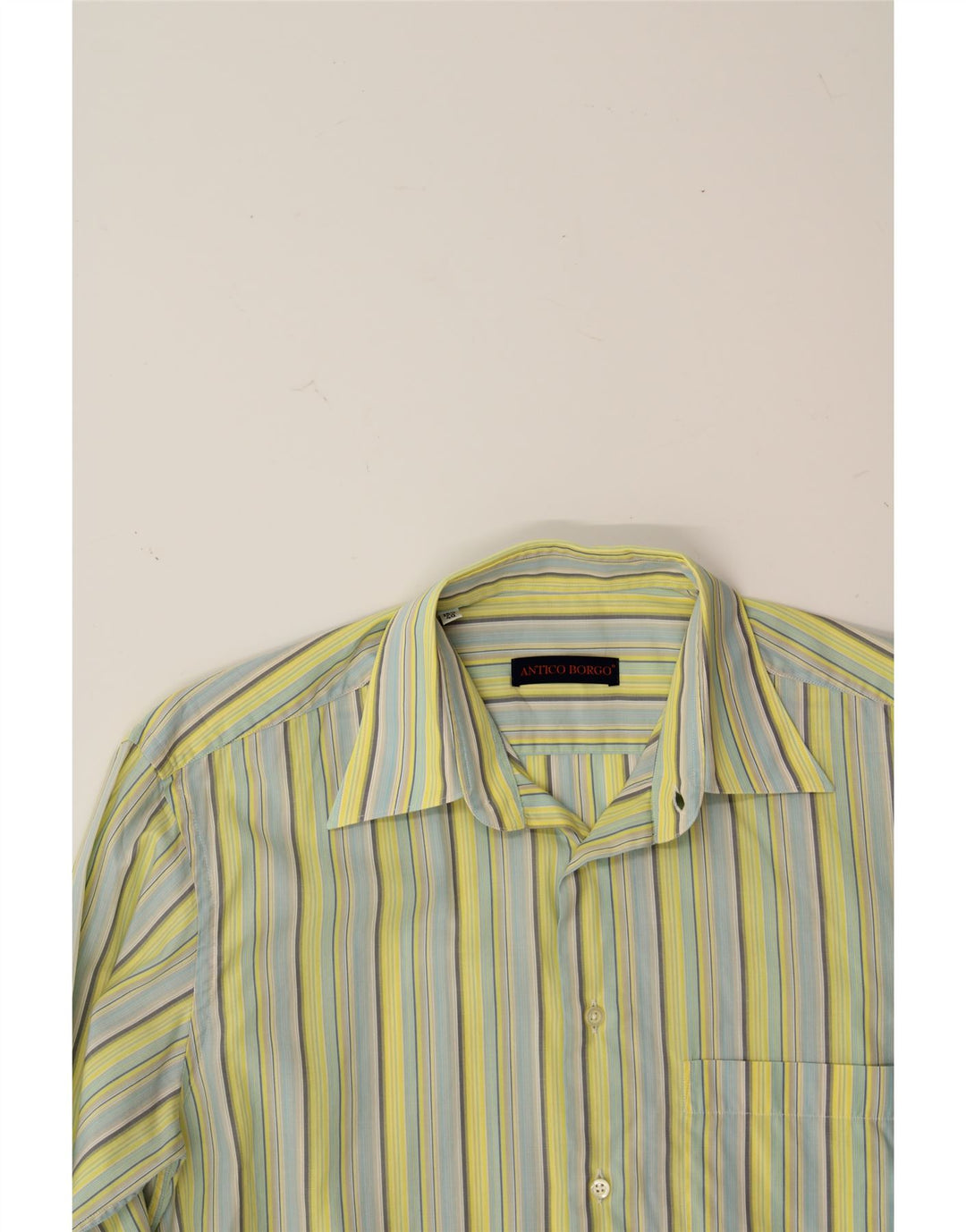 BORGO ANTICO Mens Shirt Size 15 3/4 40 Medium Green Striped Vintage Borgo Antico and Second-Hand Borgo Antico from Messina Hembry 