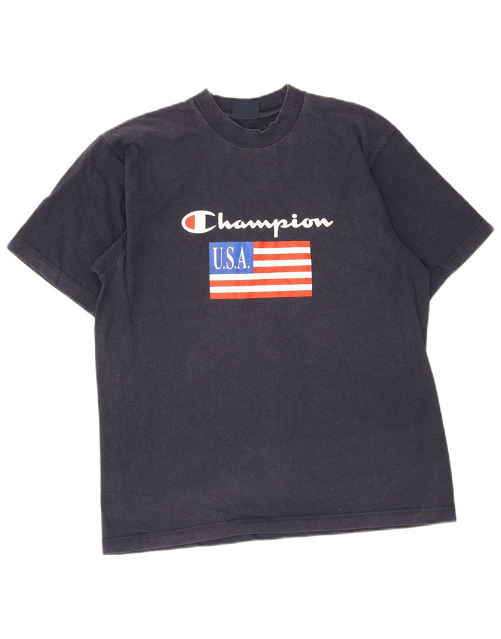 T-shirt grafica da uomo Champion Top medio blu navy