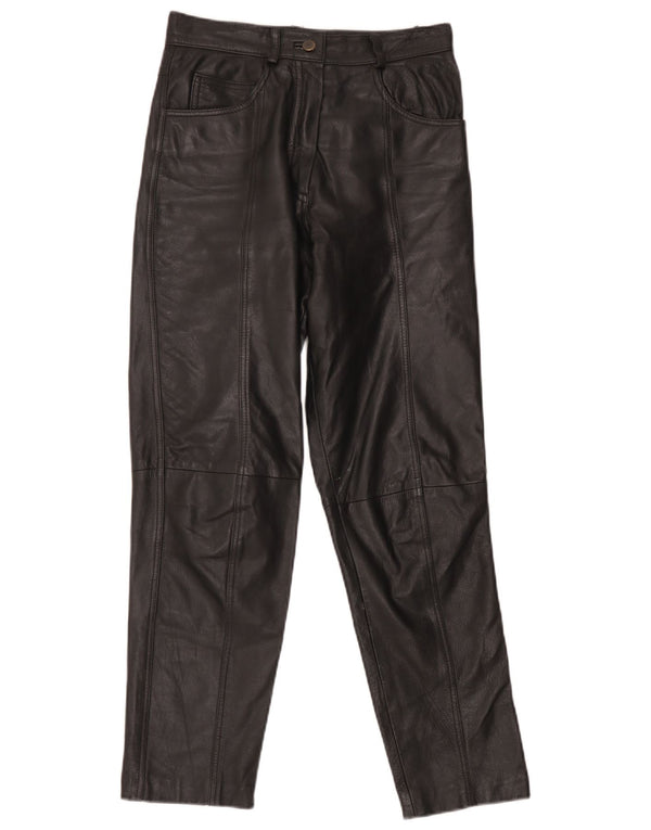 Pantaloni in pelle a vita alta da donna Together UK 12 Medium W28 L29 Nero
